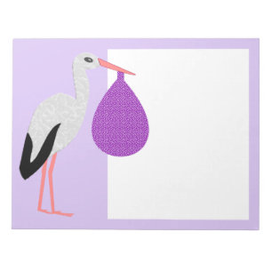 Purple gender neutral Baby Stork Notepad