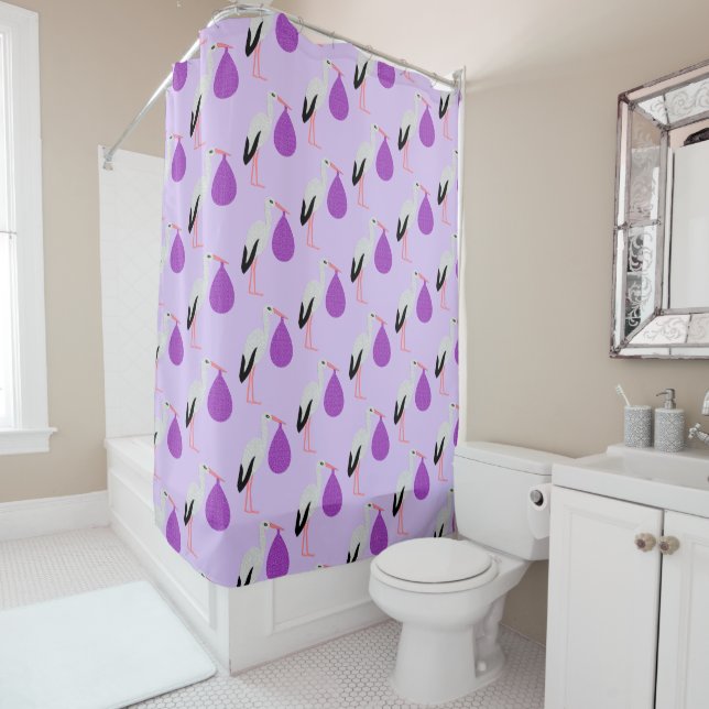 Purple gender neutral Baby Stork Patterned (In Situ)