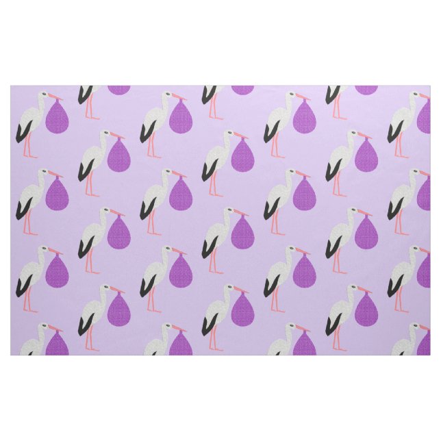Purple gender neutral Baby Stork Patterned Fabric (Fat Quarter)