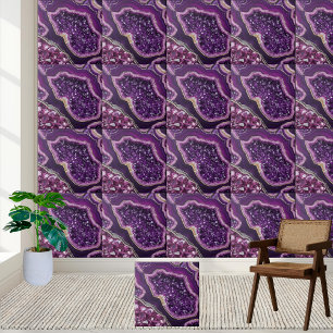 Purple Geode Crystal Tile Art