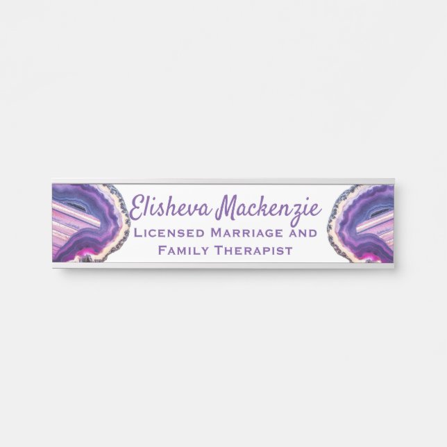 Purple Geode Office Door Sign Name Plate (Front)