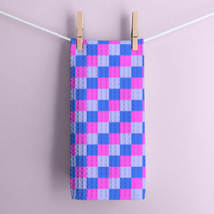 Purple Geometric Chequerboard  Kitchen Towel