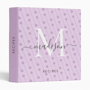 Purple Geometric Diagonal Squares Monogram Script Binder