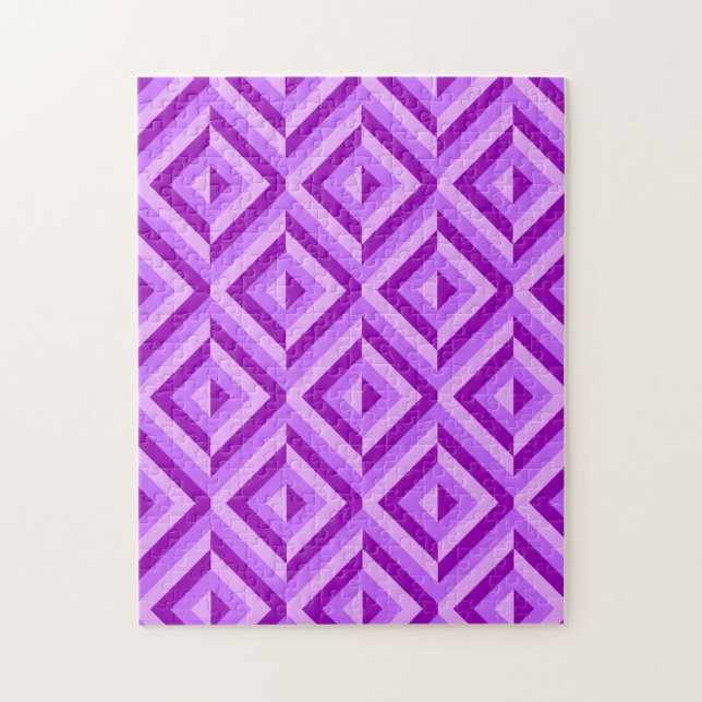 Purple Geometric Diamond Pattern Frustrating Jigsaw Puzzle (Vertical)