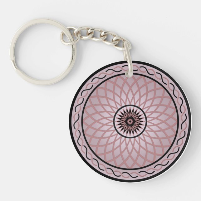 Purple Geometric Flower Keychain (Front)