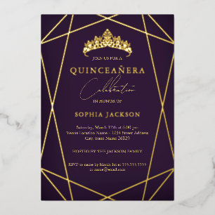 Purple Geometric Gold Elegant Quinceanera