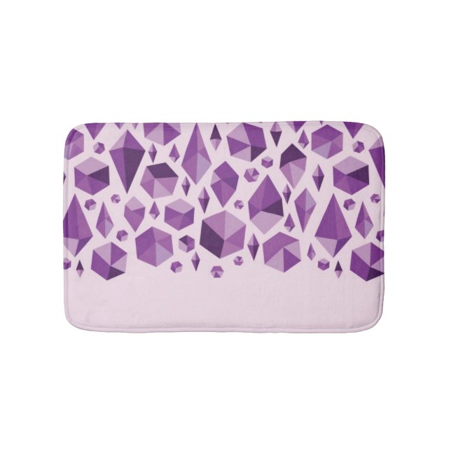 Purple geometric jewel shapes bath mat (Front)