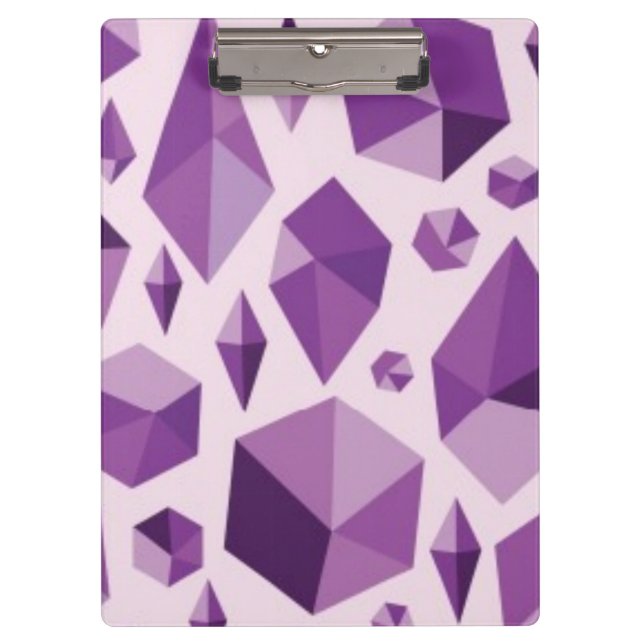 Purple geometric jewel shapes clipboard (Front)