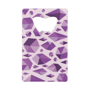 Purple geometric jewel shapes credit card bottle opener
