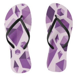 Purple geometric jewel shapes flip flops