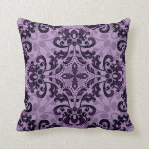Purple geometric kaleidiscope damask pretty throw pillow