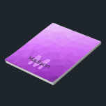 Purple geometric mesh pattern Monogram Notepad<br><div class="desc">Monogram Personalize notepad school office stationery with your custom initial and name. Triangle geometric mesh with light dark purple ombre gradient.</div>