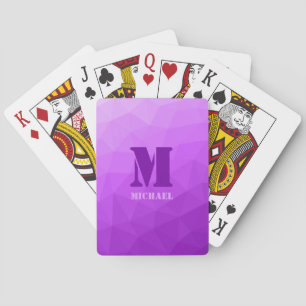 Purple geometric mesh pattern Monogram Playing Cards