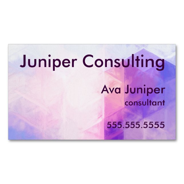 Purple Geometric Painted Pattern Magnetic Business Card (Front)