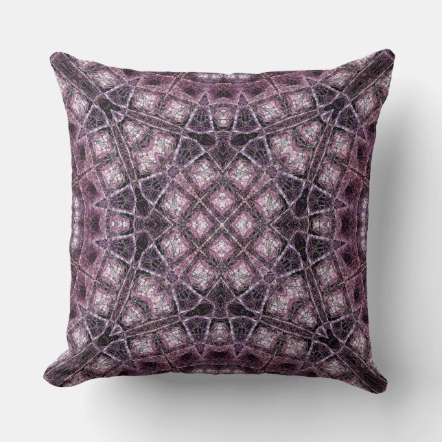 Purple Geometric Pattern with Intricate Symmetry Throw Pillow (Front)
