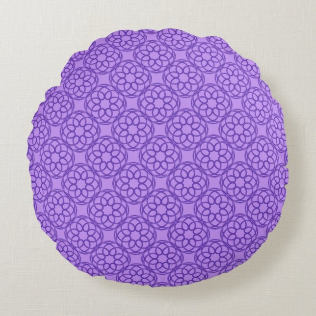 Purple Geometric Seamless Pattern Round Pillow (Front)