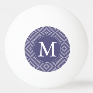 Purple Geometric Squares Monogram Ping Pong Ball