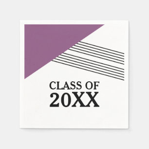 Purple Geometric Stripe Graduation Paper Napkins