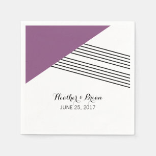 Purple Geometric Stripe Paper Napkins