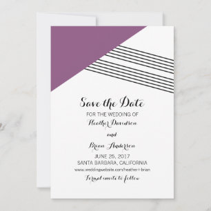 Purple Geometric Stripe Save the Date Invite