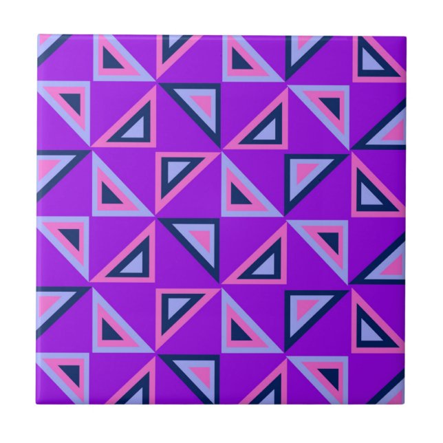 Purple Geometric Triangle Pattern Tile (Front)