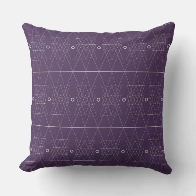 Purple Geometric Triangles Couch Pillow (Front)