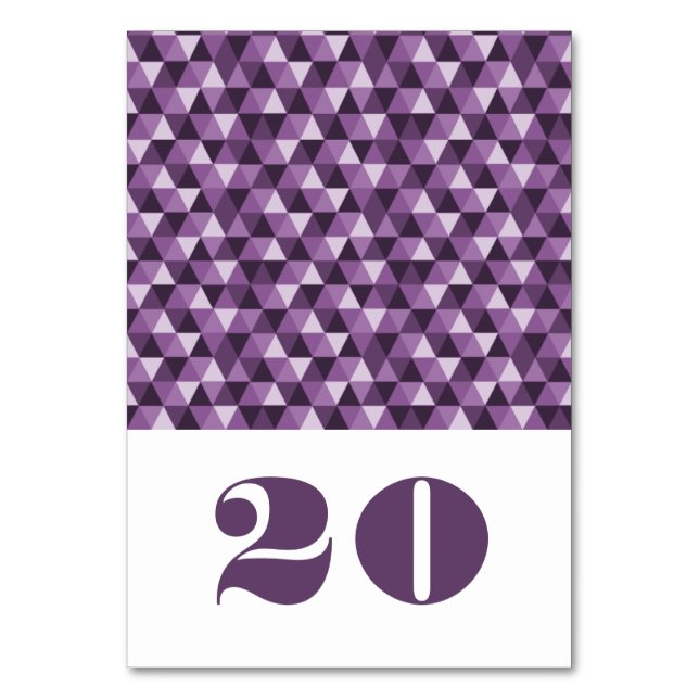 Purple Geometric Triangles Table Card (Front)