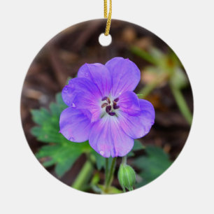 Purple Geranium Circle Ornament