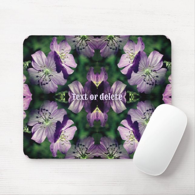 Purple Geranium Flower Art Multiplied Personalized Mouse Pad (With Mouse)