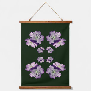 Purple Geranium Flower Pair Abstract Hanging Tapestry