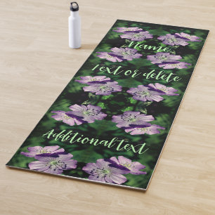 Purple Geranium Flower Pair Abstract Personalized Yoga Mat