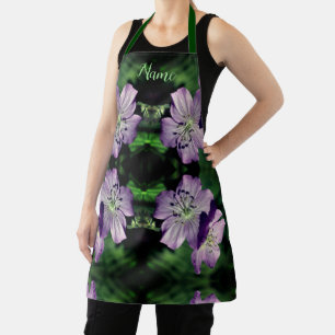 Purple Geranium Flower Pair Personalized Apron