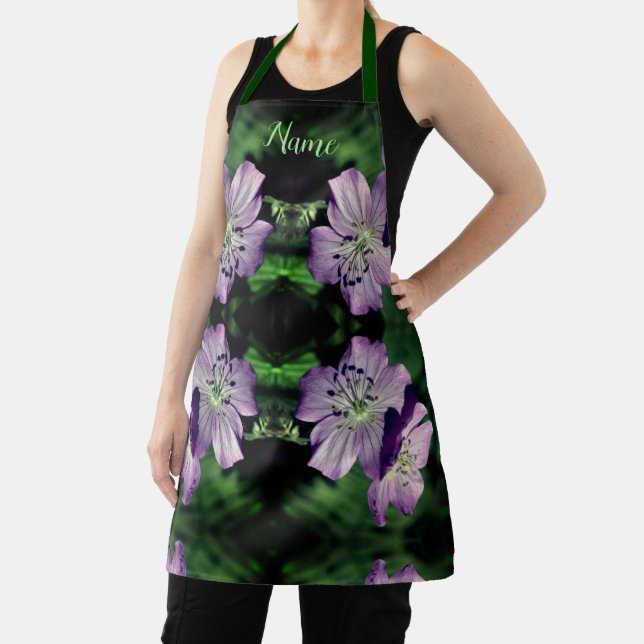 Purple Geranium Flower Pair Personalized Apron (Insitu)