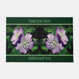 Purple Geranium Flower Pair Personalized Doormat
