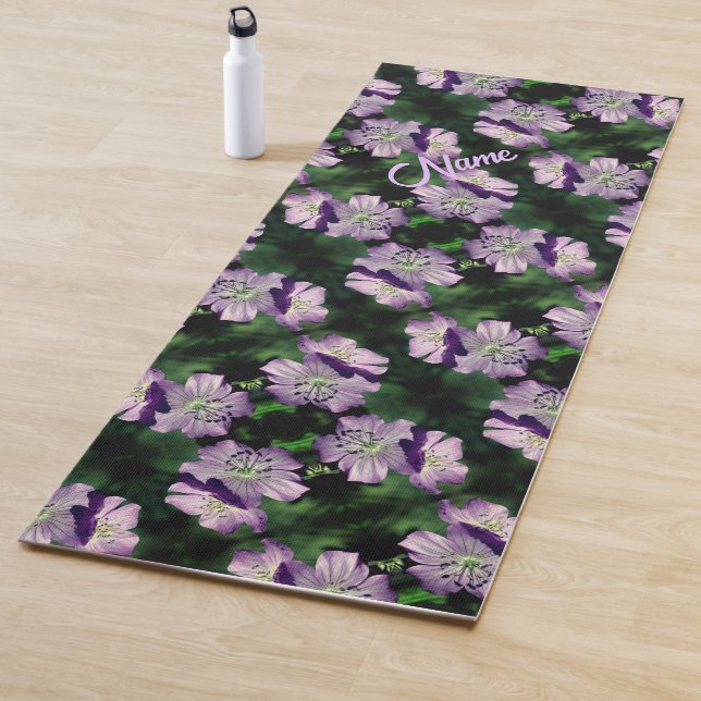 Purple Geranium Flower Pattern Personalized      Yoga Mat (In Situ)