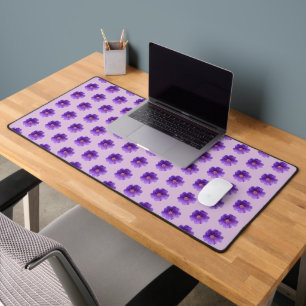 Purple Geranium Flower Seamless Pattern on Desk Mat