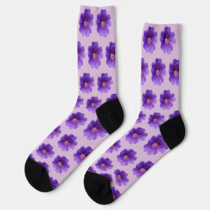 Purple Geranium Flower Seamless Pattern on Socks