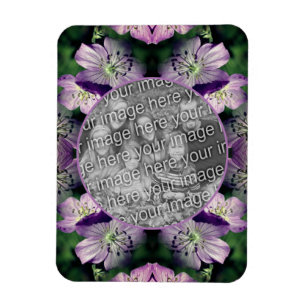 Purple Geranium Flowers Frame Add Your Photo Magnet