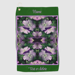 Purple Geranium Flowers Multiplied Personalized Golf Towel