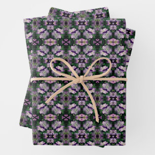 Purple Geranium Flowers Multiplied Personalized Wrapping Paper Sheet