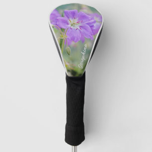 Purple Geranium Wildflower Photo And Custom Name Golf Head Cover