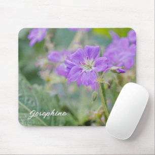 Purple Geranium Wildflower Photo With Custom Name Mouse Pad