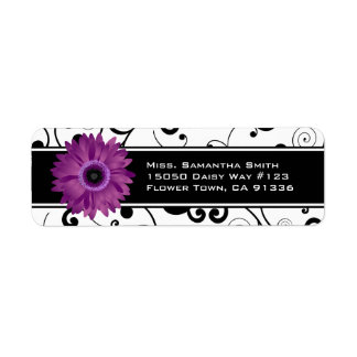 Purple Gerbera Daisy Black & White Scroll