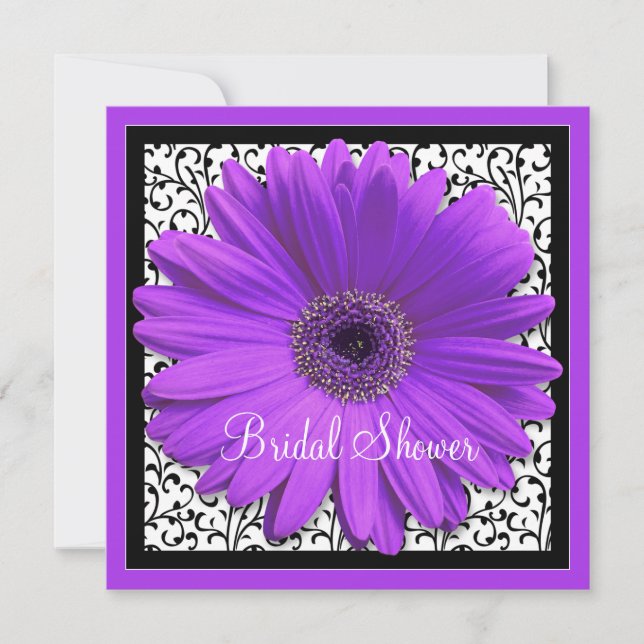 Purple Gerbera Daisy Bridal Shower Invitation (Front)