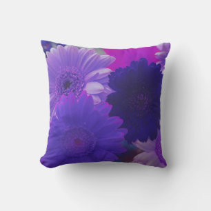 Purple Gerbera Daisy Colourful Flower Throw Pillow