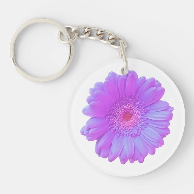 Purple gerbera daisy keychain (Front)