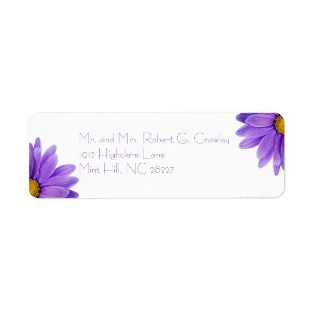 Purple Gerbera Daisy Return Address Label (Front)