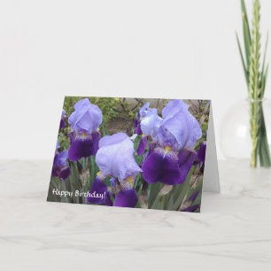 Purple German Irises Happy Birthday! Card