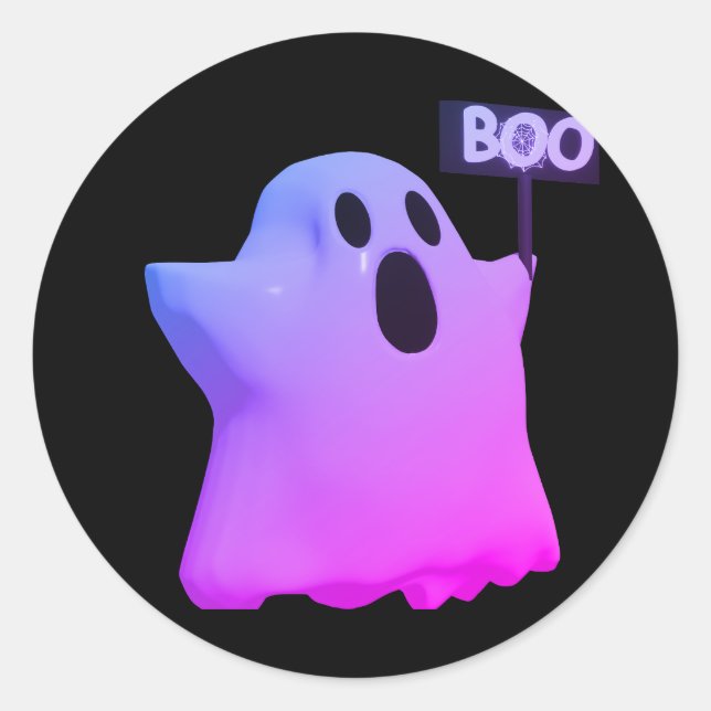 Purple ghost 3d classic round sticker (Front)