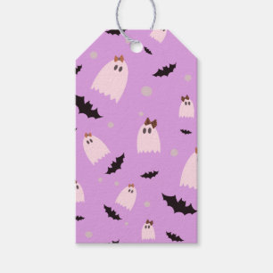 Purple ghosts Halloween trick or treat Gift Tags
